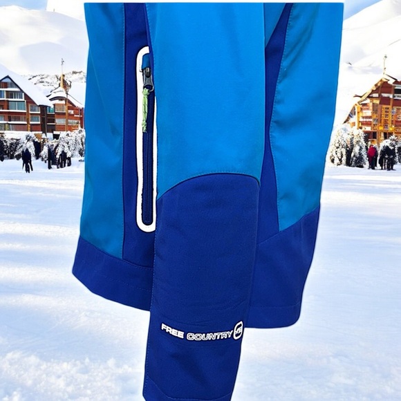 Free Country Blue/Teal Softshell Fleece-lined Hooded Jacket - Picture 9 of 16